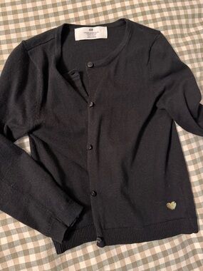 H&M Black Girls' Cardigan with Gold Heart Detail